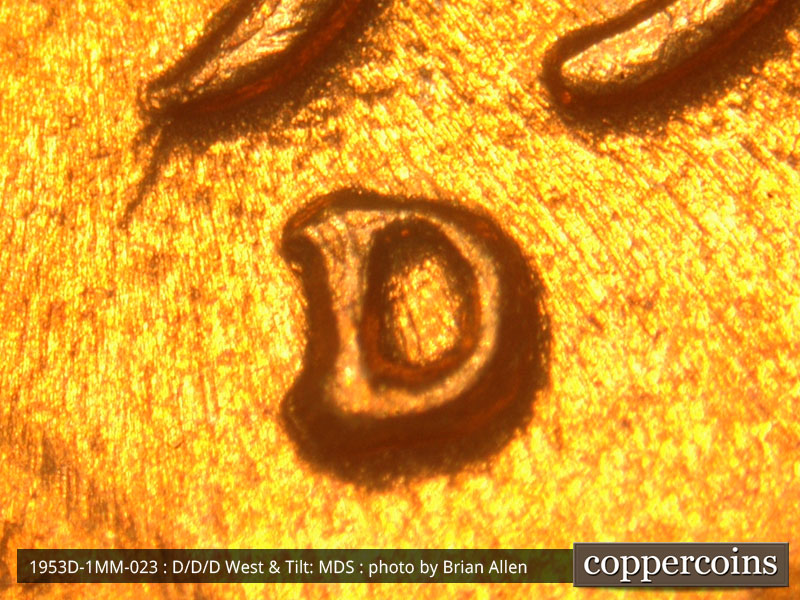 1953 Lincoln cent obverse, CopperCoins die 1953D•1MM•023.