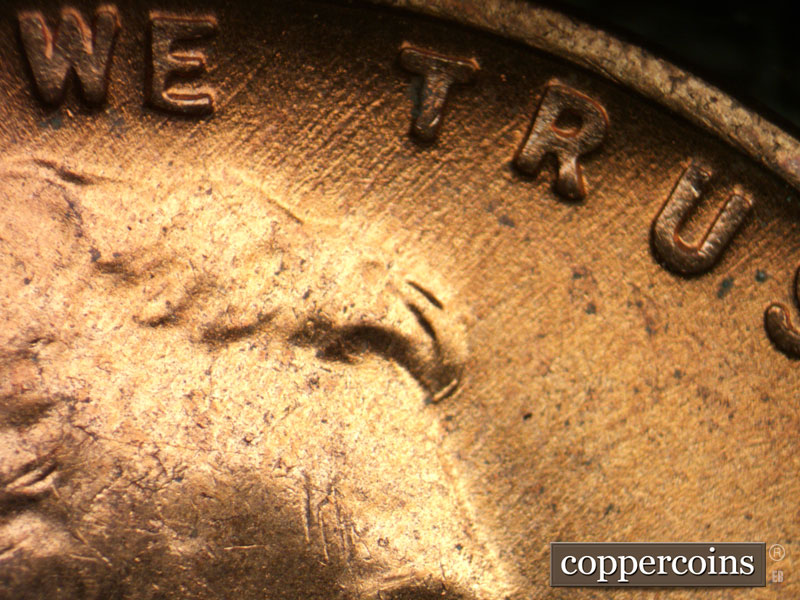Die-stage B marker on 1953D•1MM•024 (1953 Repunched Mint Mark).