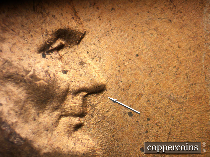 Die-stage B marker on 1953D•1MM•024 (1953 Repunched Mint Mark).