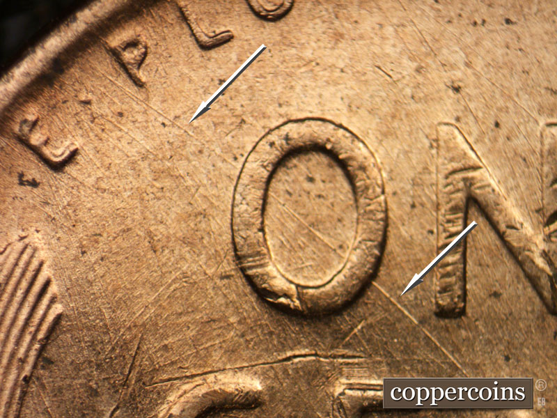 Die-stage B marker on 1953D•1MM•025 (1953 Repunched Mint Mark).