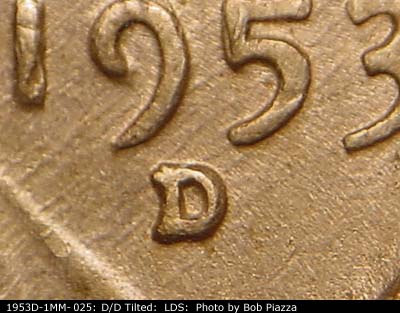 Die-stage C marker on 1953D•1MM•025 (1953 Repunched Mint Mark).