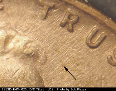 Die-stage C marker on 1953D•1MM•025 (1953 Repunched Mint Mark).
