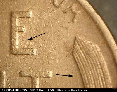 Die-stage C marker on 1953D•1MM•025 (1953 Repunched Mint Mark).