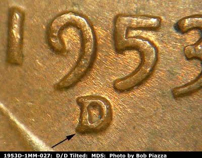 1953 Lincoln cent obverse, CopperCoins die 1953D•1MM•027.