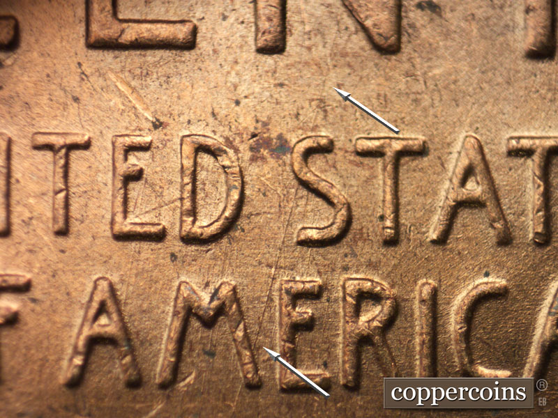 Die-stage B marker on 1953D•1MM•028 (1953 Repunched Mint Mark).