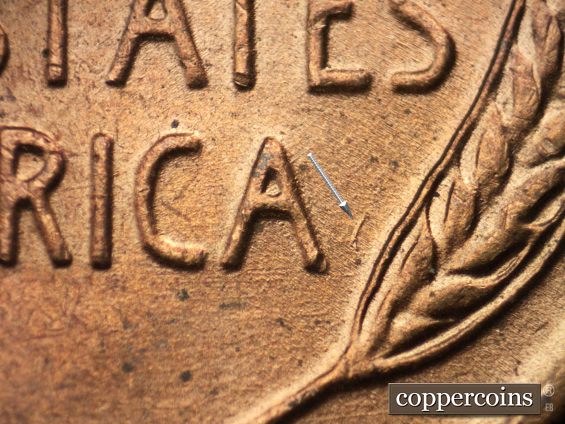 Die-stage B marker on 1953D•1MM•028 (1953 Repunched Mint Mark).
