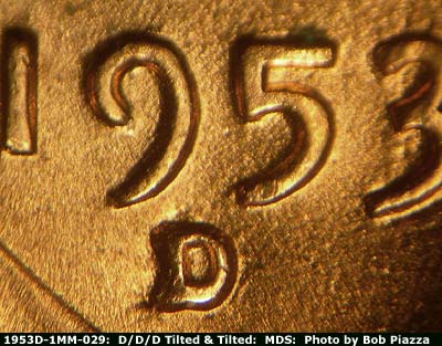 Die-stage B marker on 1953D•1MM•029 (1953 Repunched Mint Mark).