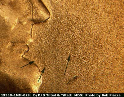 Die-stage B marker on 1953D•1MM•029 (1953 Repunched Mint Mark).