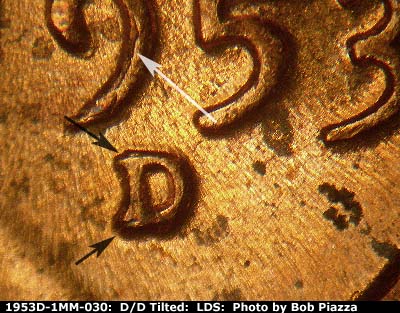 Die-stage C marker on 1953D•1MM•030 (1953 Repunched Mint Mark).
