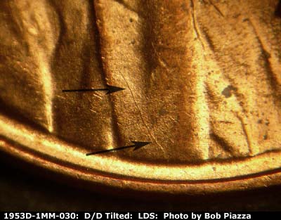 Die-stage C marker on 1953D•1MM•030 (1953 Repunched Mint Mark).