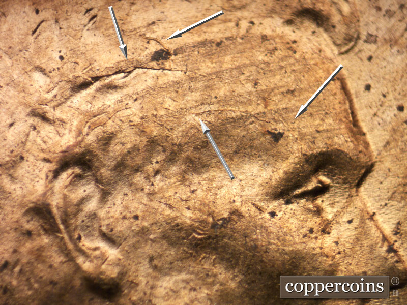 Die-stage B marker on 1953D•1MM•032 (1953 Repunched Mint Mark).
