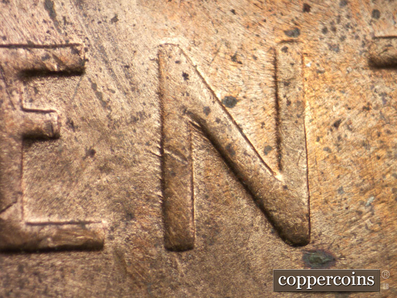 Die-stage B marker on 1953D•1MM•032 (1953 Repunched Mint Mark).