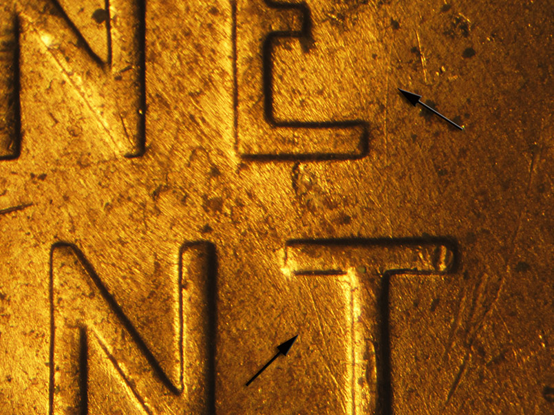 Die-stage B marker on 1953D•1MM•035 (1953 Repunched Mint Mark).
