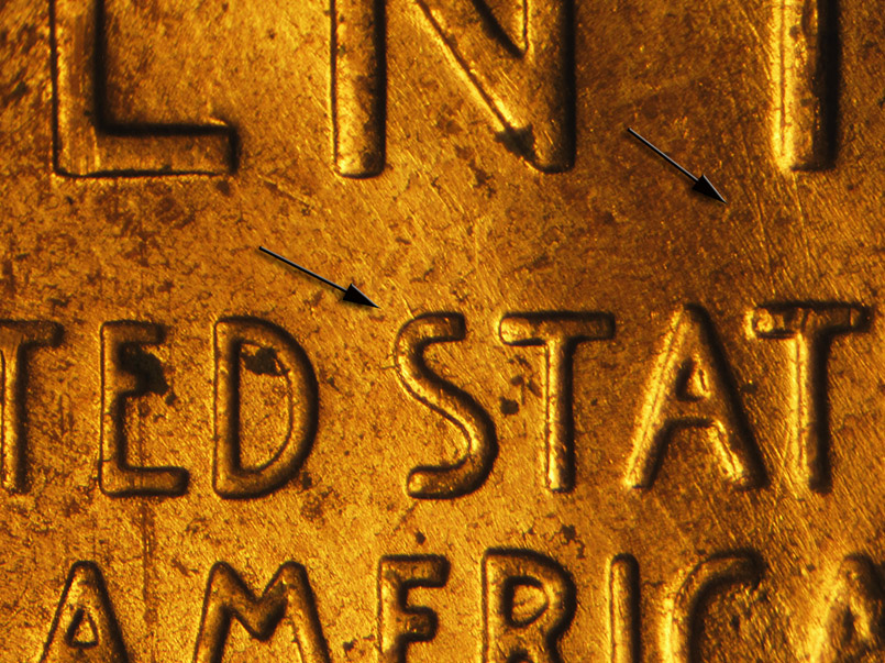 Die-stage B marker on 1953D•1MM•035 (1953 Repunched Mint Mark).