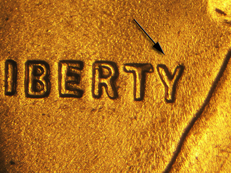 Die-stage B marker on 1953D•1MM•035 (1953 Repunched Mint Mark).