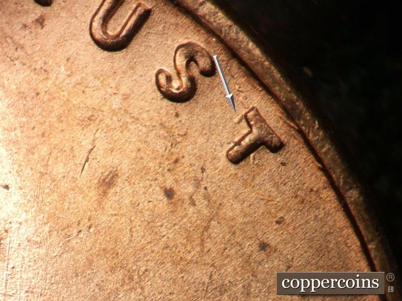 Die-stage B marker on 1953D•1MM•036 (1953 Repunched Mint Mark).