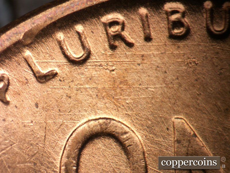 Die-stage B marker on 1953D•1MM•036 (1953 Repunched Mint Mark).