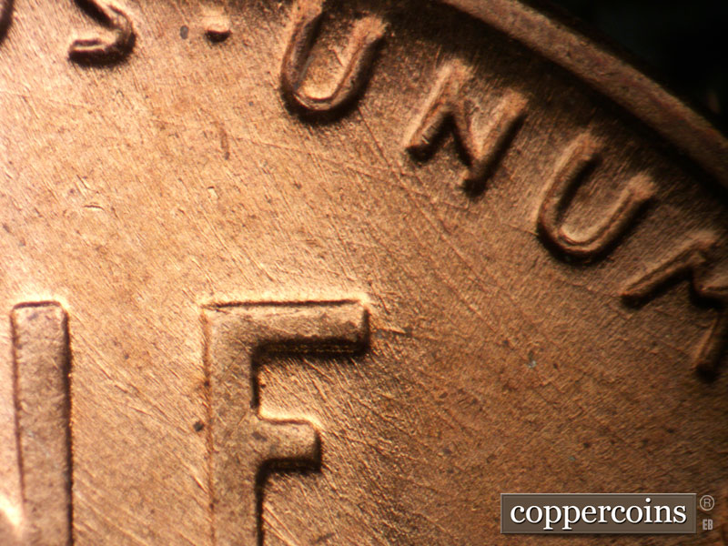 Die-stage B marker on 1953D•1MM•036 (1953 Repunched Mint Mark).