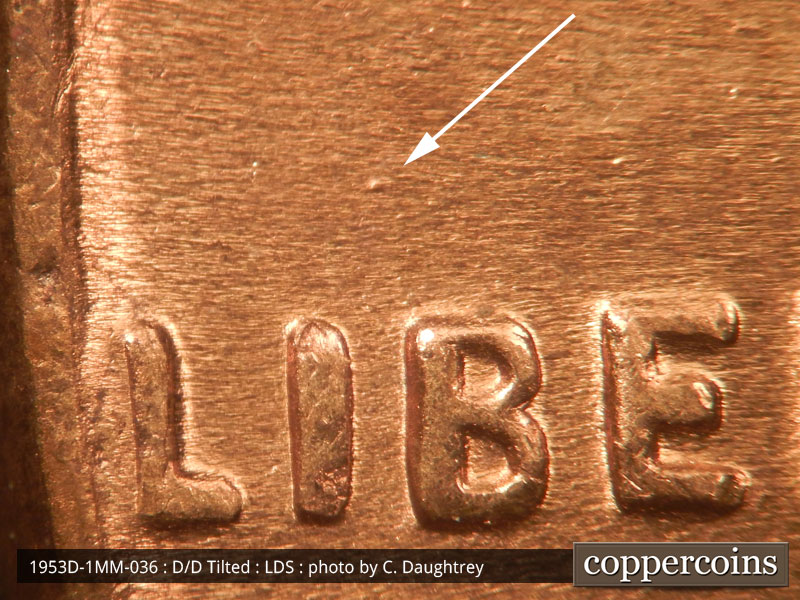 Die-stage C marker on 1953D•1MM•036 (1953 Repunched Mint Mark).