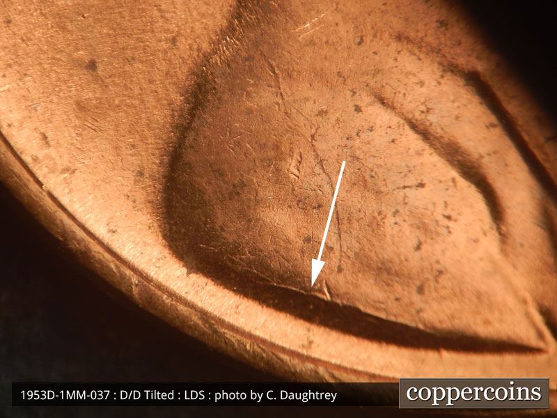 Die-stage C marker on 1953D•1MM•037 (1953 Repunched Mint Mark).
