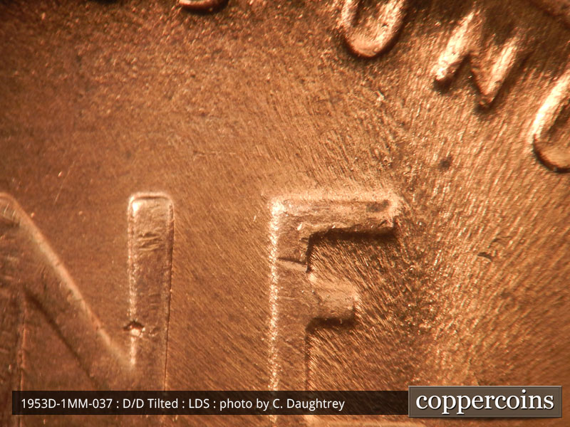 Die-stage C marker on 1953D•1MM•037 (1953 Repunched Mint Mark).