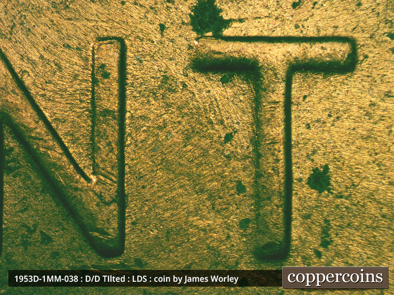 Die-stage C marker on 1953D•1MM•038 (1953 Repunched Mint Mark).