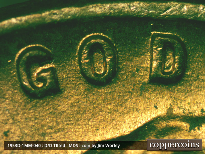 Die-stage B marker on 1953D•1MM•040 (1953 Repunched Mint Mark).