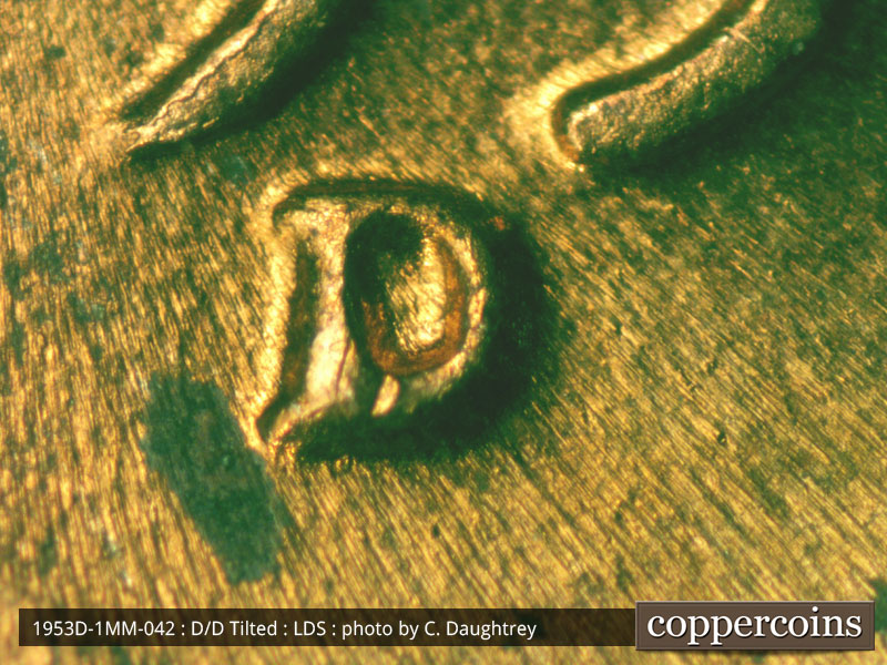 Die-stage C marker on 1953D•1MM•042 (1953 Repunched Mint Mark).