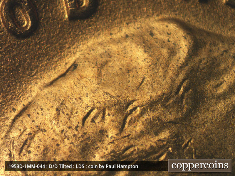 Die-stage C marker on 1953D•1MM•044 (1953 Repunched Mint Mark).