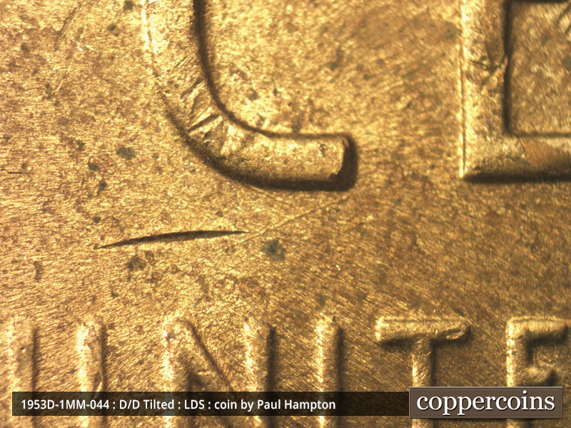 Die-stage C marker on 1953D•1MM•044 (1953 Repunched Mint Mark).