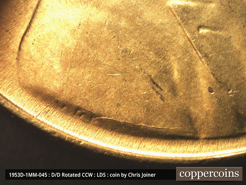 Die-stage C marker on 1953D•1MM•045 (1953 Repunched Mint Mark).