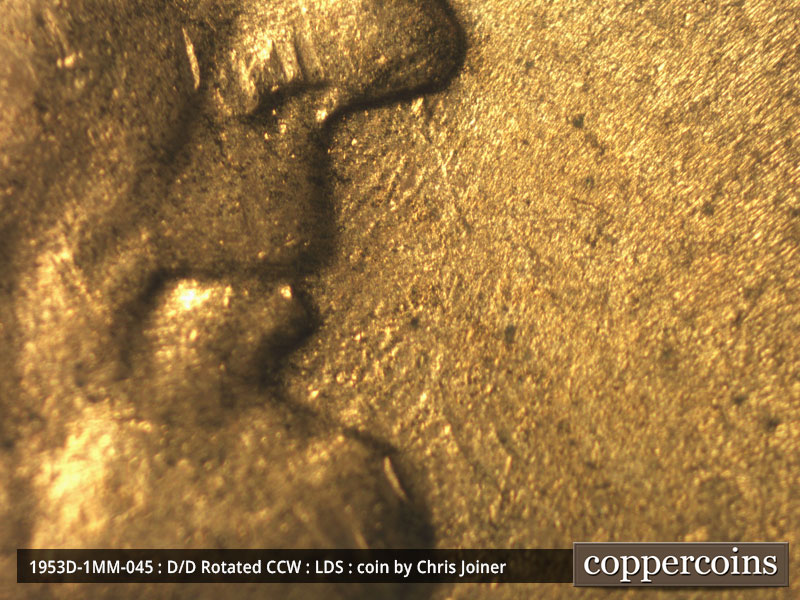 Die-stage C marker on 1953D•1MM•045 (1953 Repunched Mint Mark).