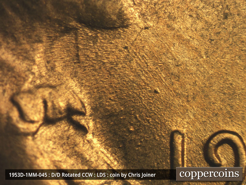 Die-stage C marker on 1953D•1MM•045 (1953 Repunched Mint Mark).