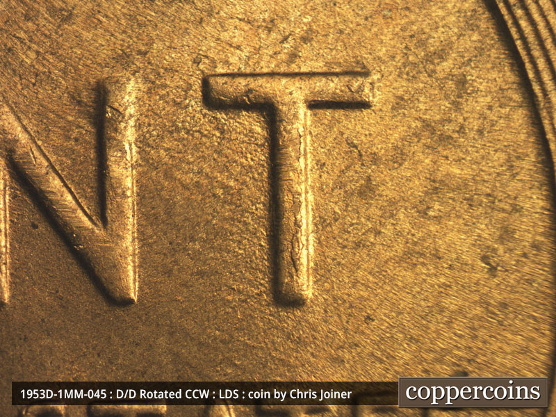 Die-stage C marker on 1953D•1MM•045 (1953 Repunched Mint Mark).