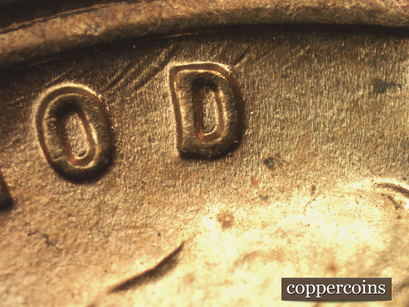 Die-stage B marker on 1953D•1MM•048 (1953 Repunched Mint Mark).