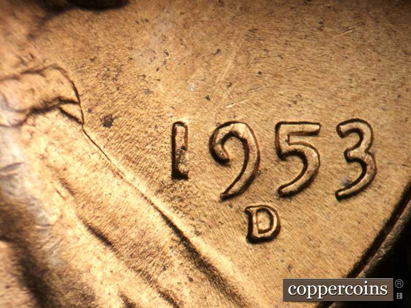 Die-stage C marker on 1953D•1MM•052 (1953 Repunched Mint Mark).