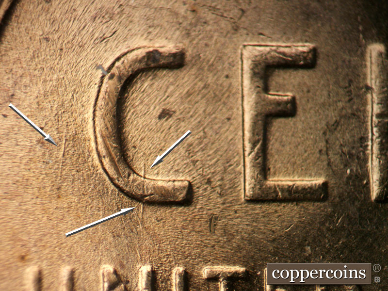 Die-stage C marker on 1953D•1MM•052 (1953 Repunched Mint Mark).