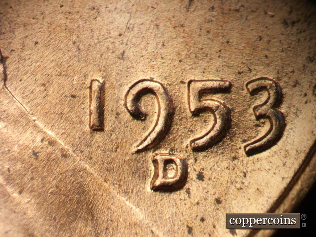 Die-stage B marker on 1953D•1MM•053 showing Date for reference.