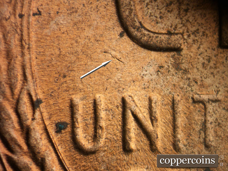Die-stage C marker on 1953D•1MM•055 (1953 Repunched Mint Mark).
