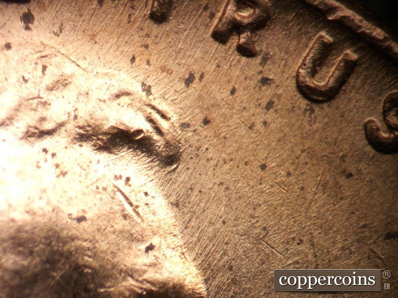 Die-stage B marker on 1953D•1MM•060 (1953 Repunched Mint Mark).