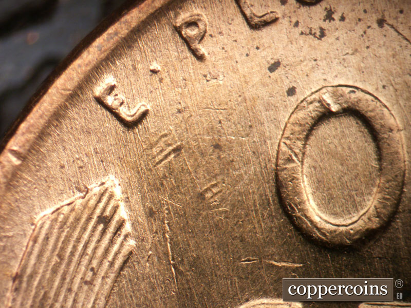 Die-stage B marker on 1953D•1MM•060 (1953 Repunched Mint Mark).