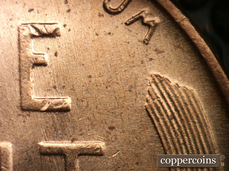 Die-stage B marker on 1953D•1MM•060 (1953 Repunched Mint Mark).