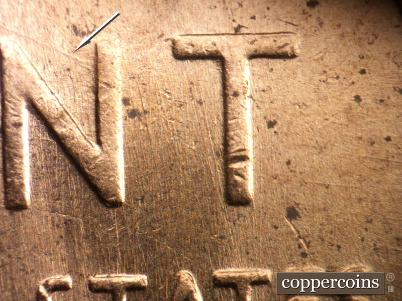 Die-stage B marker on 1953D•1MM•060 (1953 Repunched Mint Mark).
