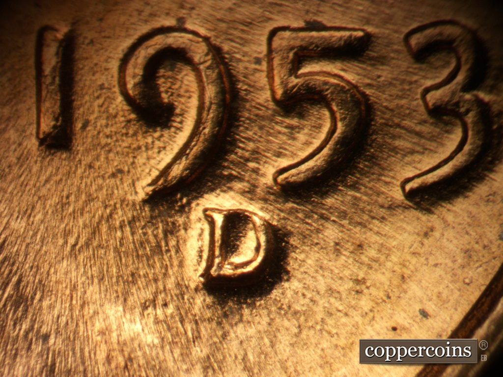Die-stage B marker on 1953D•1MM•067 showing Closeup of repunched mint mark.