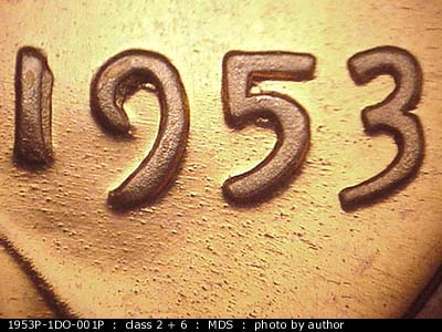 1953 Lincoln cent obverse proof, CopperCoins die 1953P•1DO•001P.