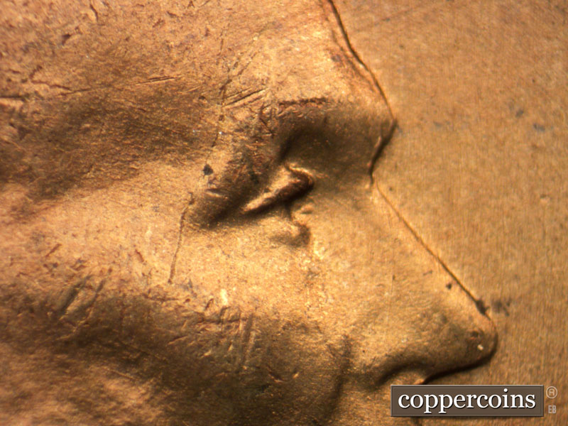 1953 Lincoln cent obverse, CopperCoins die 1953S•1DO•001.