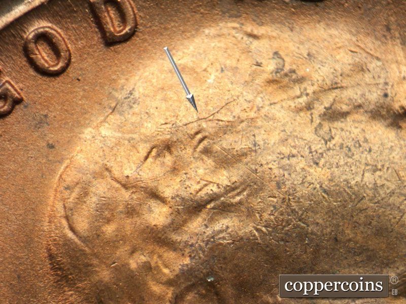 Die-stage C marker on 1953S•1MM•003 (1953 Repunched Mint Mark).