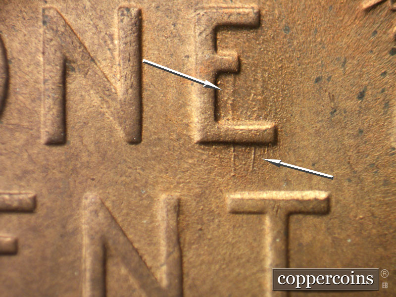 Die-stage C marker on 1953S•1MM•003 (1953 Repunched Mint Mark).