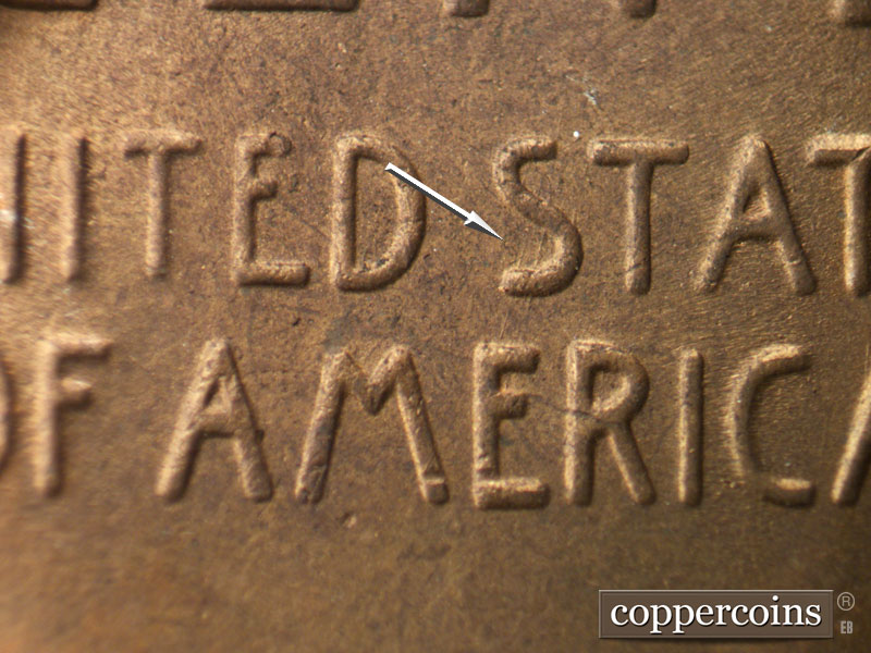Die-stage C marker on 1953S•1MM•003 (1953 Repunched Mint Mark).