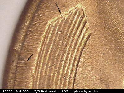 Die-stage C marker on 1953S•1MM•006 (1953 Repunched Mint Mark).